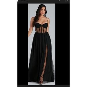 Windsor Dress Womens Extra Small Sexy Goth Boning Corset Sheer Mesh Formal